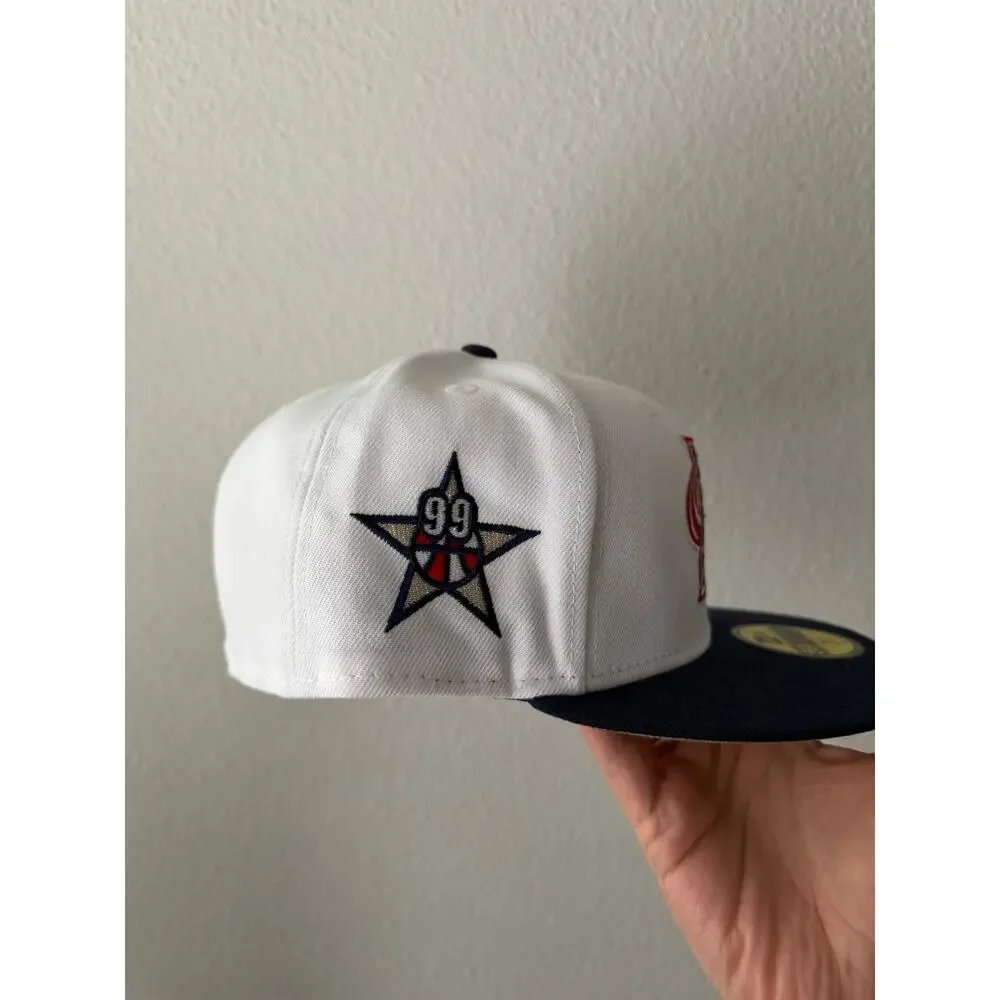 New Era 59FIFTY Houston Comets WNBA Fitted Hat White Navy Space Logo 7 5/8 NWT